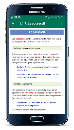 Grammaire Cours et Exercices (sans internet) Screenshot 2