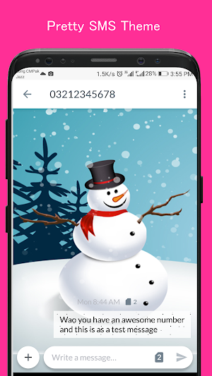 Snow man SMS Dual Theme Screenshot 2