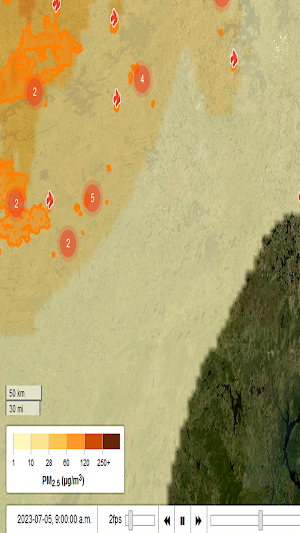 Fire Smoke Map Canada USA Screenshot 3
