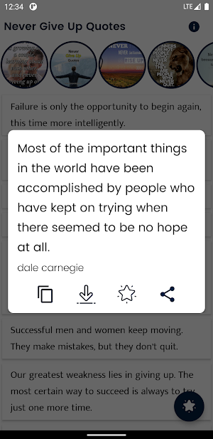 Never Give Up Quote and Saying Screenshot 3