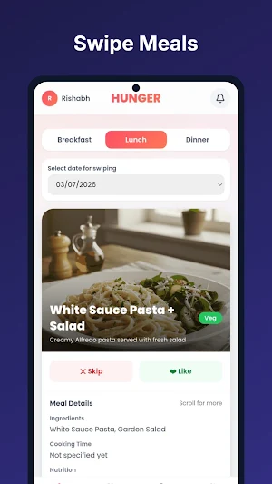 Hunger: Swipe & Decide Meals Screenshot 1