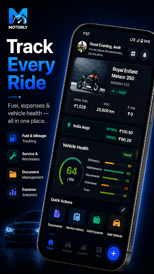 Motorly: Vehicle & Fuel Trackr Screenshot 1