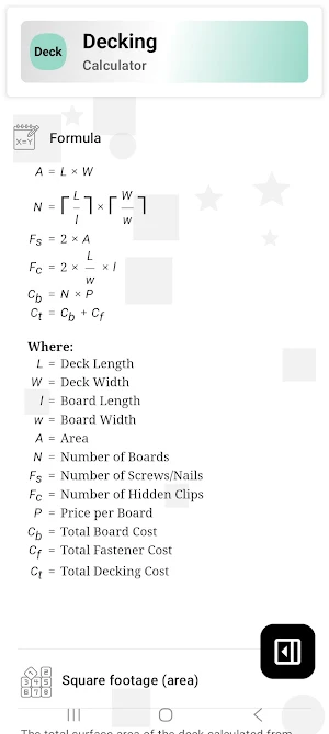 Decking Calculator Screenshot 2