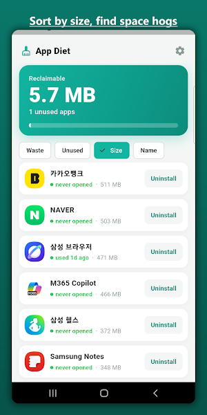App Diet - App Cleaner Android Screenshot 1