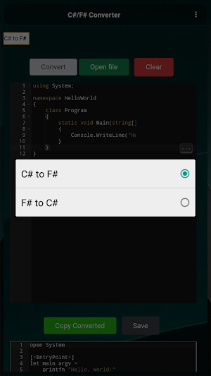 C#/F# Converter Screenshot 0