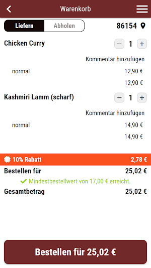 King Masala Augsburg Screenshot 1