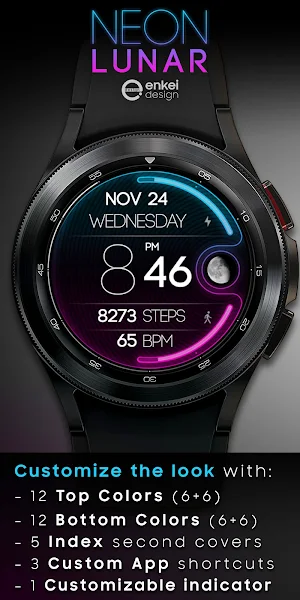 NEON Lunar - watch face Screenshot 1