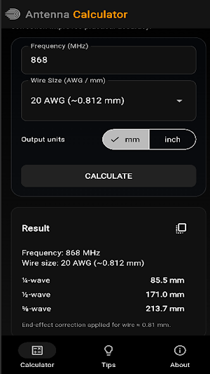 Antenna Calculator Screenshot 1