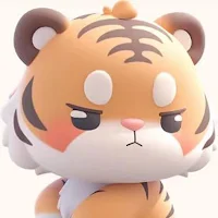 Tiger knocks the wooden fish