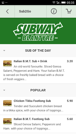 Sub2Go Blantyre Screenshot 2