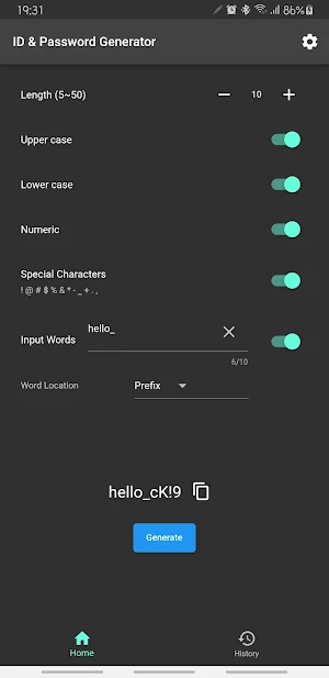 ID & Password Generator Screenshot 2