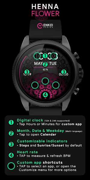 Henna Flower - watch face Screenshot 3