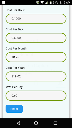 Electricity Cost Calculator Screenshot 2