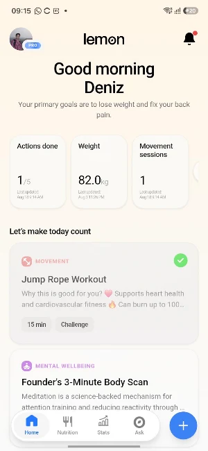 Lemon - AI Health Coach Screenshot 0
