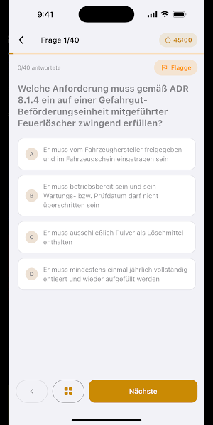 Gefahrgut ADR Basis Prüfung Screenshot 2