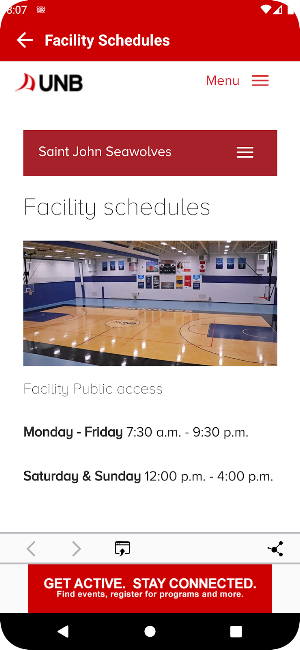 UNB Saint John Rec Services Screenshot 2