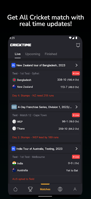 Cricktime - Live Cricket Score Screenshot 1