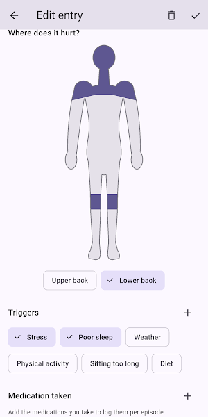 Pain Diary: Body Tracker Screenshot 2