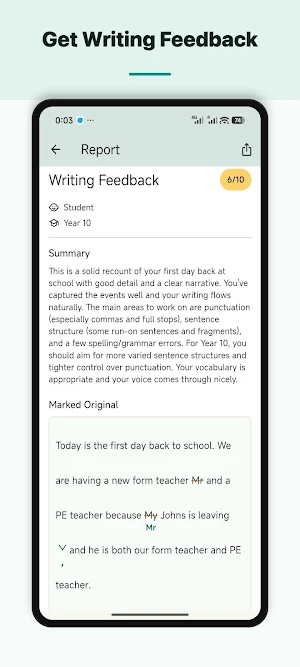 Peck Check: Writing Feedback Screenshot 1