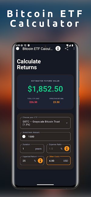 Bitcoin ETF Calculator Screenshot 3