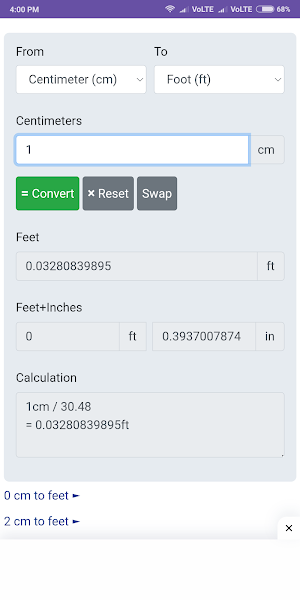 CM to Feet Converter Screenshot 1