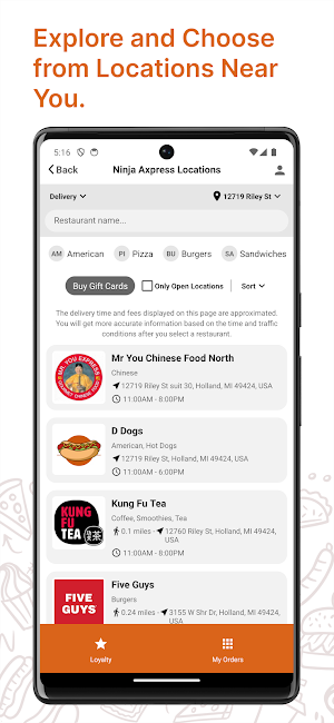 Ninja Axpress Food Delivery Screenshot 1