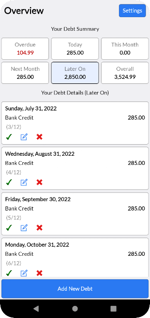 Debt Tracking Screenshot 0
