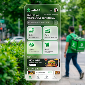 Natago - Ojek Taksi & Makanan Screenshot 1