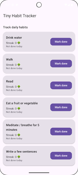 Tiny Habit Tracker Screenshot 1