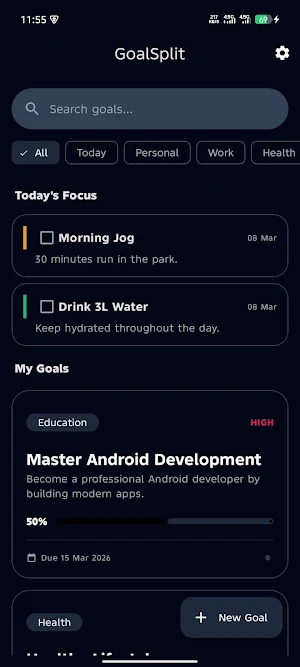 GoalSplit: Goal & Task Tracker Screenshot 1