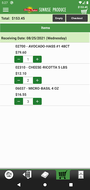 Sunrise Produce Checkout App Screenshot 3