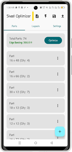 Sheet Cutting Edging Optimizer Screenshot 0
