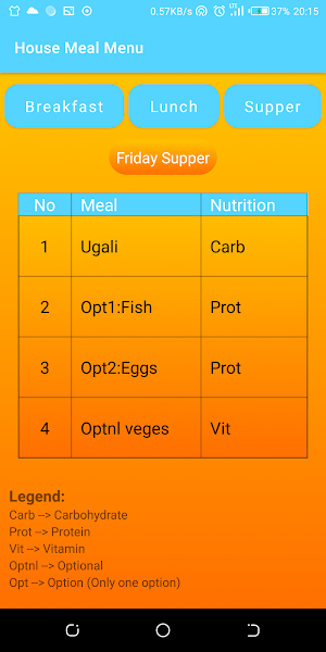 House Meal Menu Screenshot 1