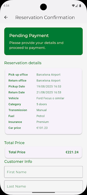 CHASE Rental Car Screenshot 3