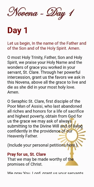 Saint Clare of Assisi Devotion Screenshot 1