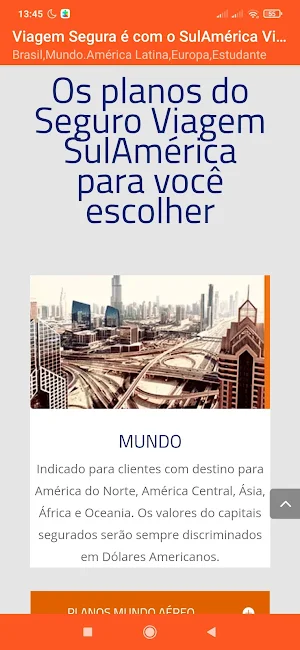 Seguro Viagem SulAmérica - Cote e Contrate Online Screenshot 1