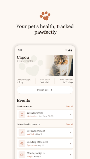 Pet health tracker: Papatte Screenshot 0