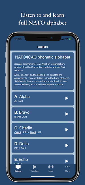 NATO Alphabet: Learn Military Phonetic Spelling Screenshot 0