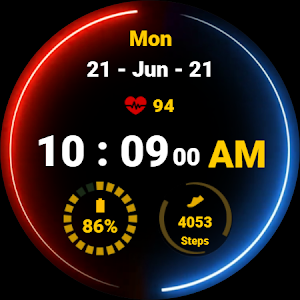 Neon Blue Red Watch Face Screenshot 0