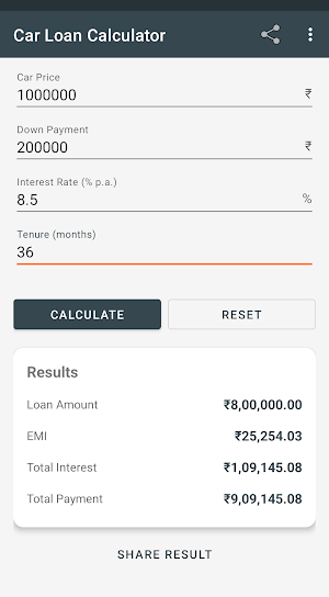 Car Loan Calculator Screenshot 1