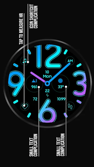 Neon Analog Watch Face 028 Screenshot 3
