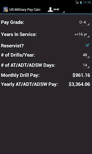 US Military Pay Calc Screenshot 0