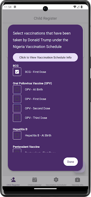 Immunization Tracker Screenshot 2