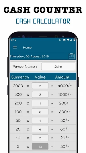 Cash counter and calculator Screenshot 0