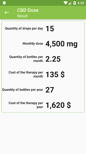 CBD Oil Dose Calculator Screenshot 1