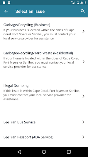 Lee County Request for Action Screenshot 1