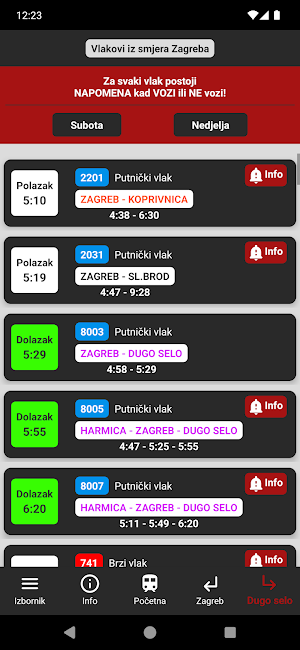 Dugo Selo train timetable Screenshot 1