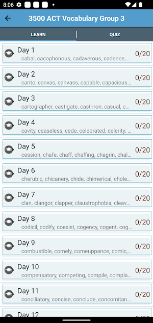 4500 ACT Vocabulary Screenshot 1