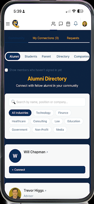 Quinnipiac MBB Alumni Assoc Screenshot 1