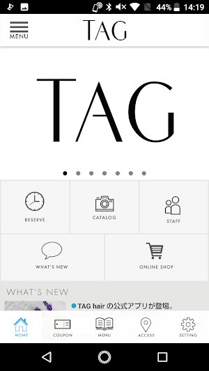 TAG　hair brand　公式アプリ Screenshot 1